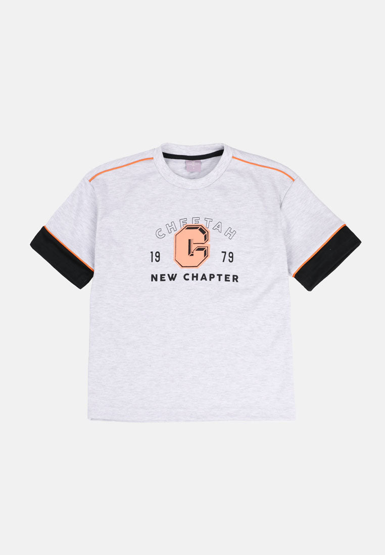 Cheetah Kids Boy Oversized Interlock Fabric 240gm Short Sleeves Roundneck T-Shirt MD2- CJ-92876