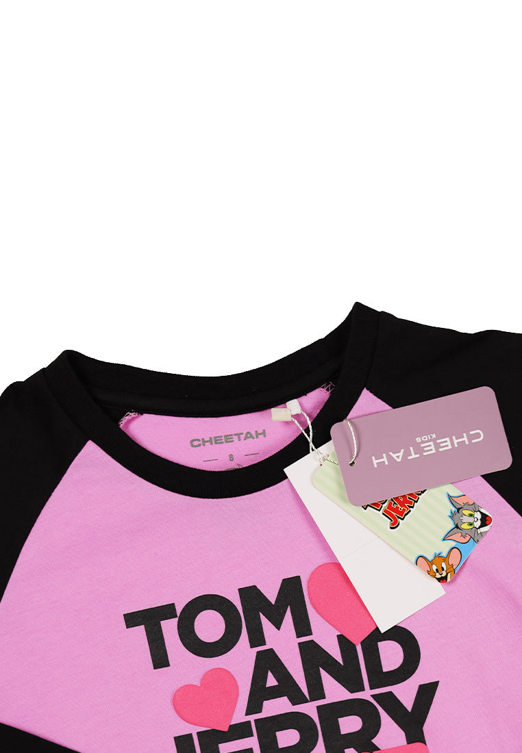 Cheetah Kids Girl Tom And Jerry Long Sleeves Roundneck T-Shirt - CJG-60128(F)