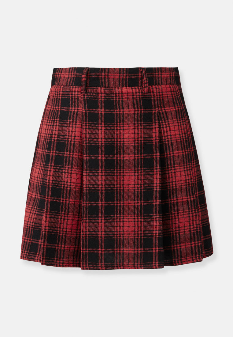 CHEETAH Women Checks Pleated Short Skirt - CL-12382