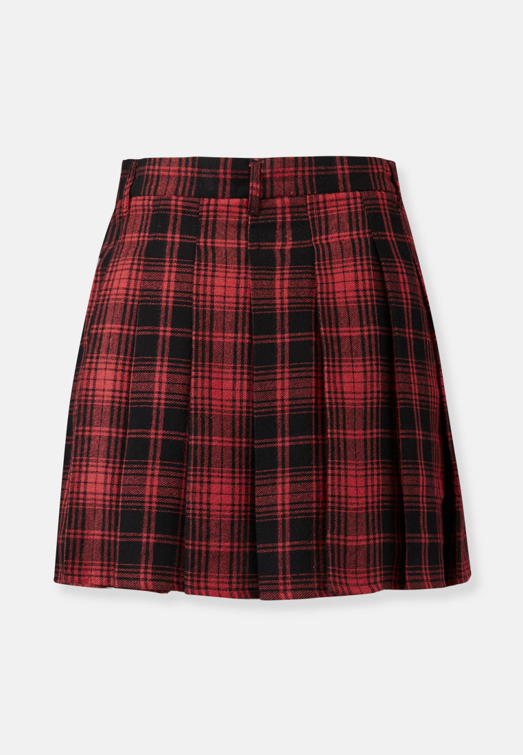 CHEETAH Women Checks Pleated Short Skirt - CL-12382
