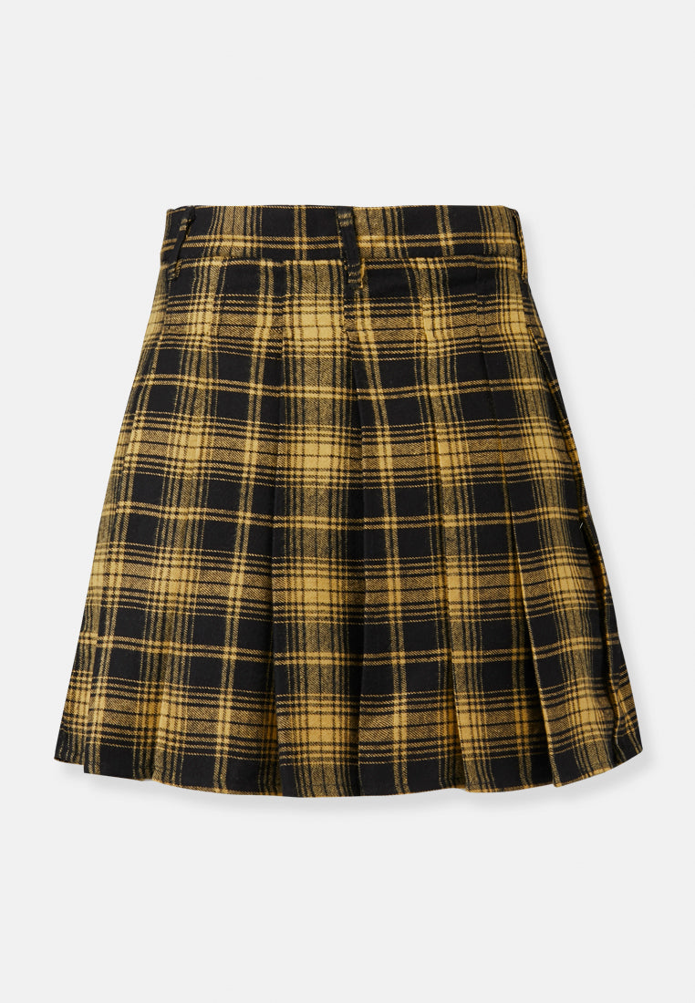 CHEETAH Women Checks Pleated Short Skirt - CL-12386