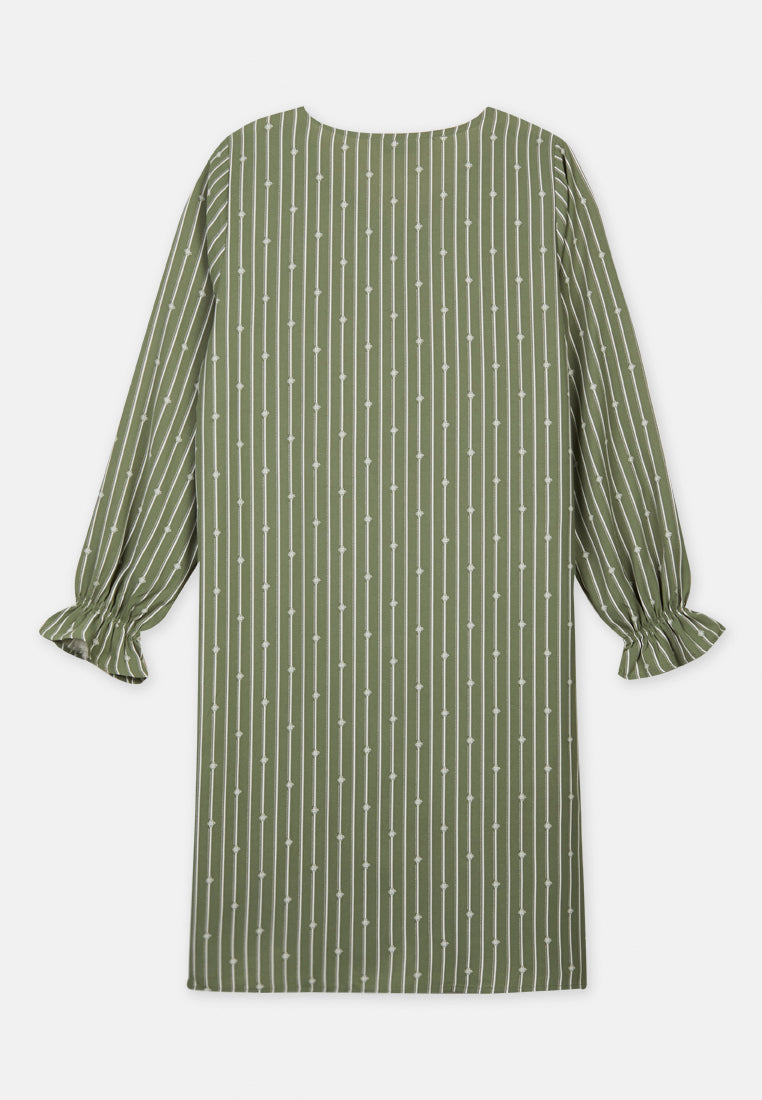 CHEETAH Women Basic Long Sleeves Printed Pinstripes Dress- CL-190016