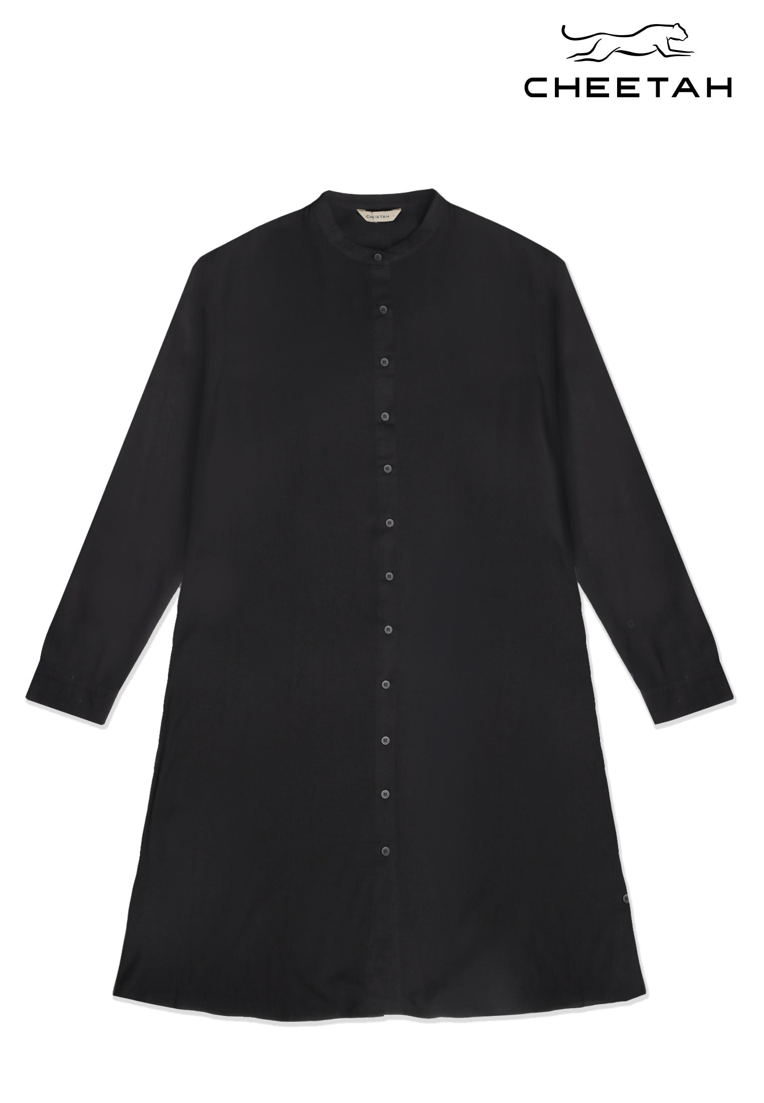 Cheetah Women Rayon Long Sleeve Mandarin Collar Shirt Dress - CL-190096