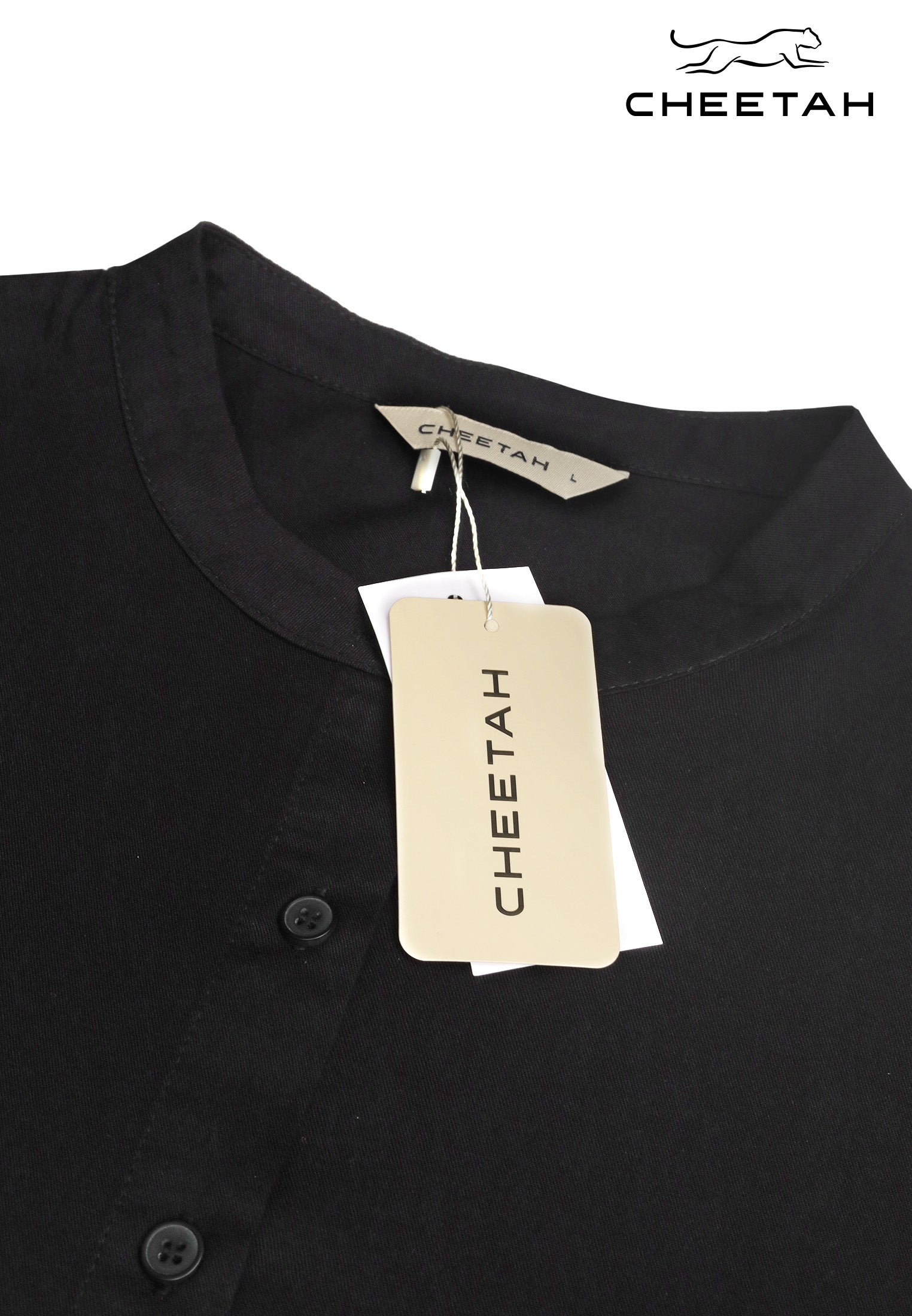 Cheetah Women Rayon Long Sleeve Mandarin Collar Shirt Dress - CL-190096