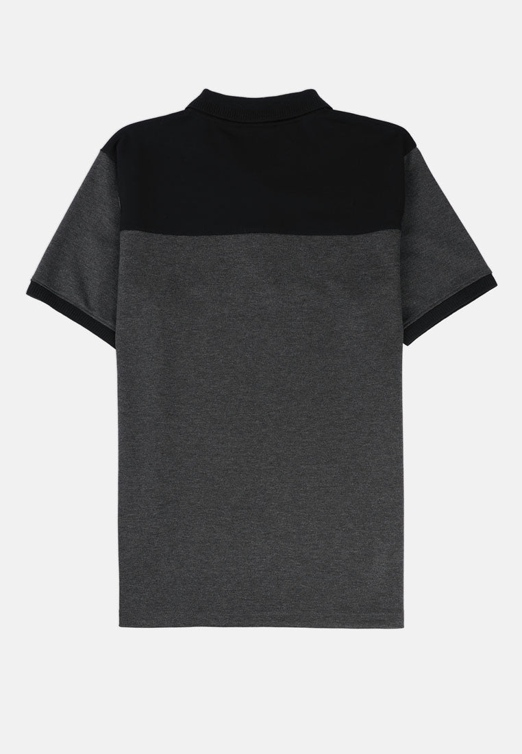 CTH unlimited Men Double Layer Fancy Knit Short Sleeve Polo Shirt - CU-70018