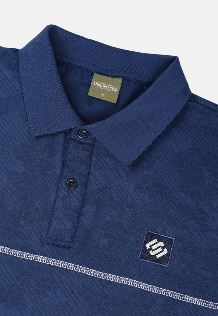 CTH unlimited Double Layer Fancy Knit Short Sleeve Polo Shirt - CU-70026