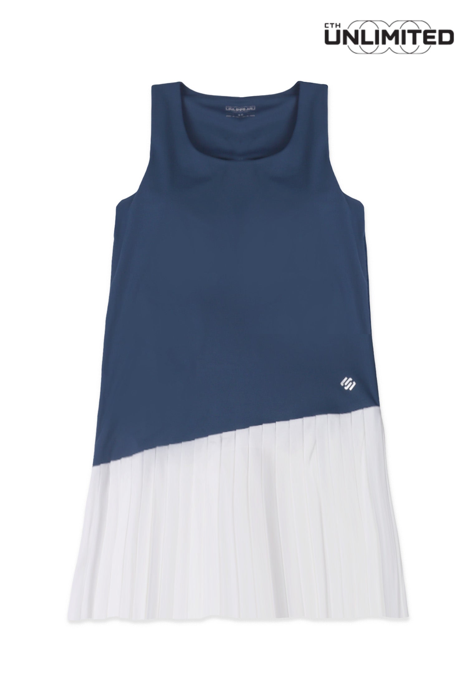 CTH unlimited Women Pickleball Regular Fit Nylon Spandex Sleeveless Round Neck Pleated Dress - CUW-19006