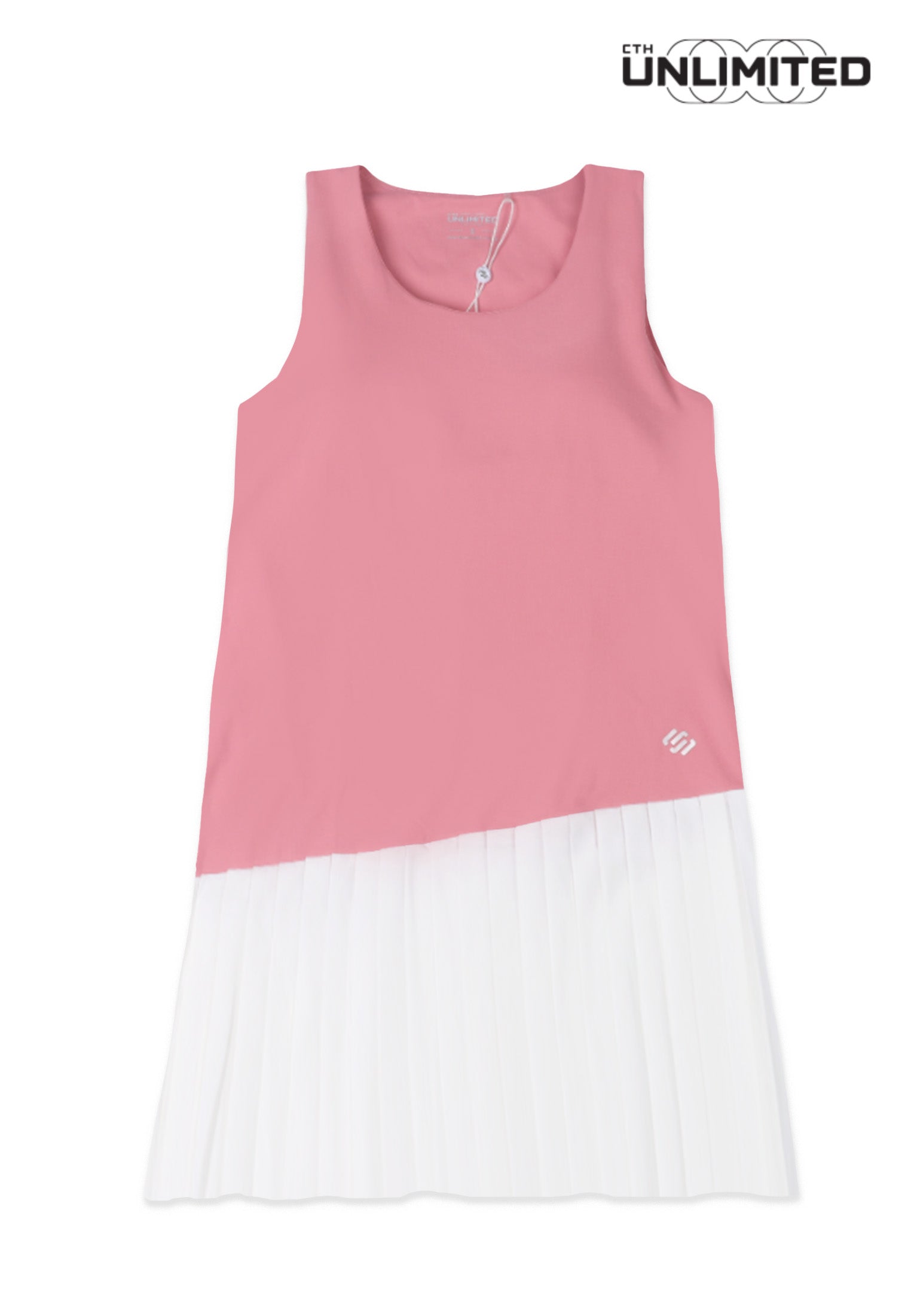 CTH unlimited Women Pickleball Regular Fit Nylon Spandex Sleeveless Round Neck Pleated Dress - CUW-19006