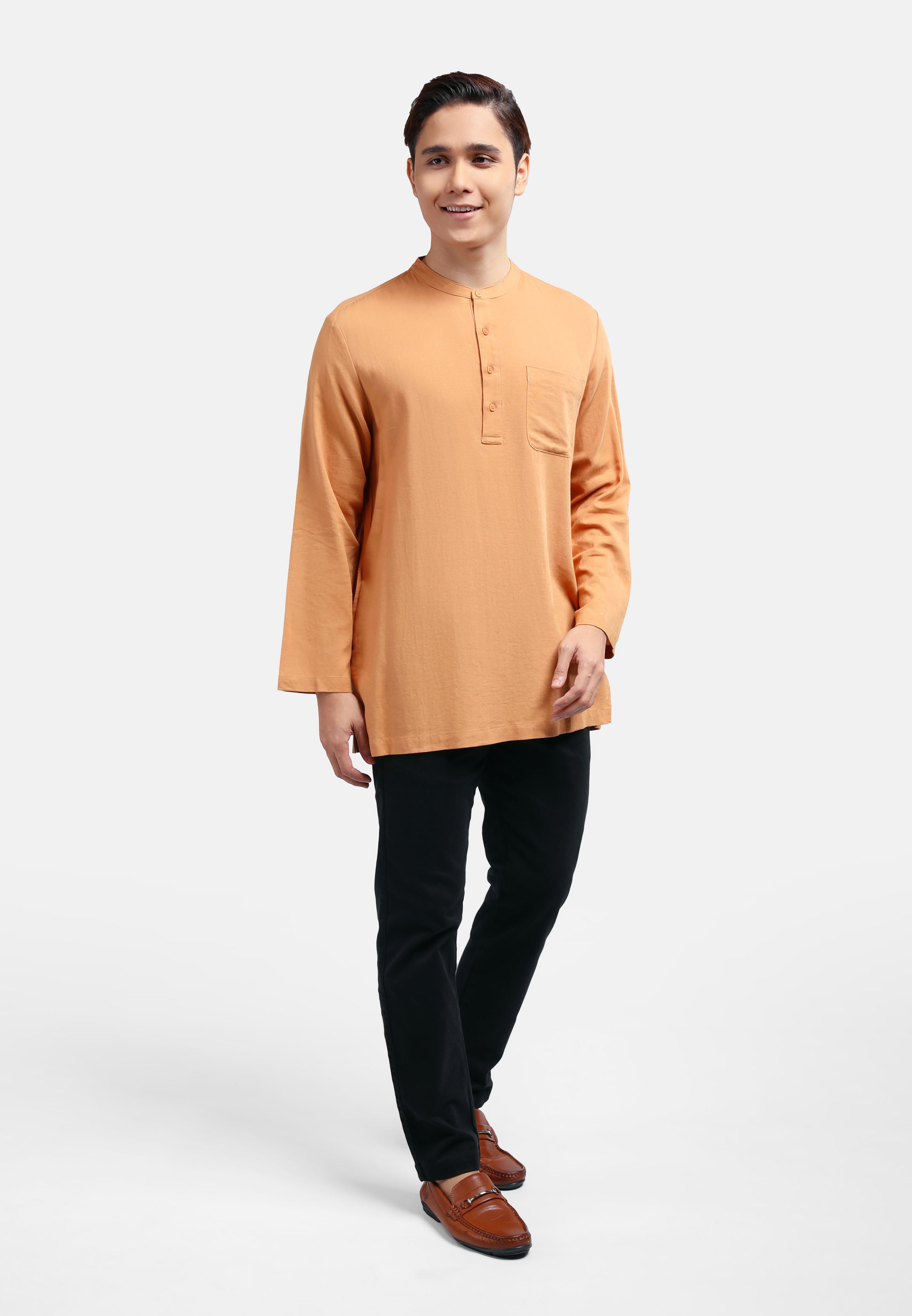 Cheetah Men Regular Fit Cotton Linen Basic Long Sleeve Kurta MDE - 130488
