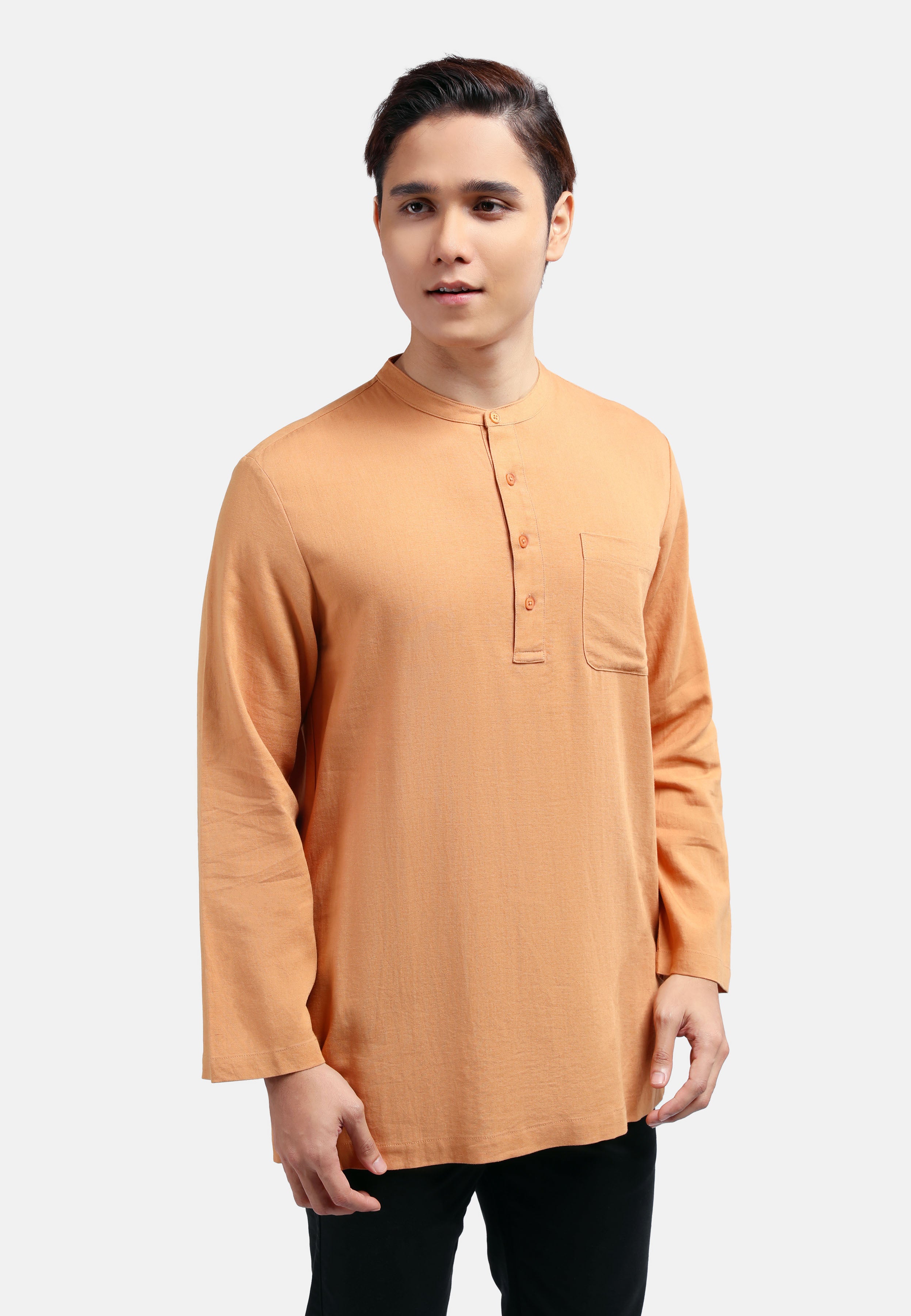 Cheetah Men Regular Fit Cotton Linen Basic Long Sleeve Kurta MDE - 130488