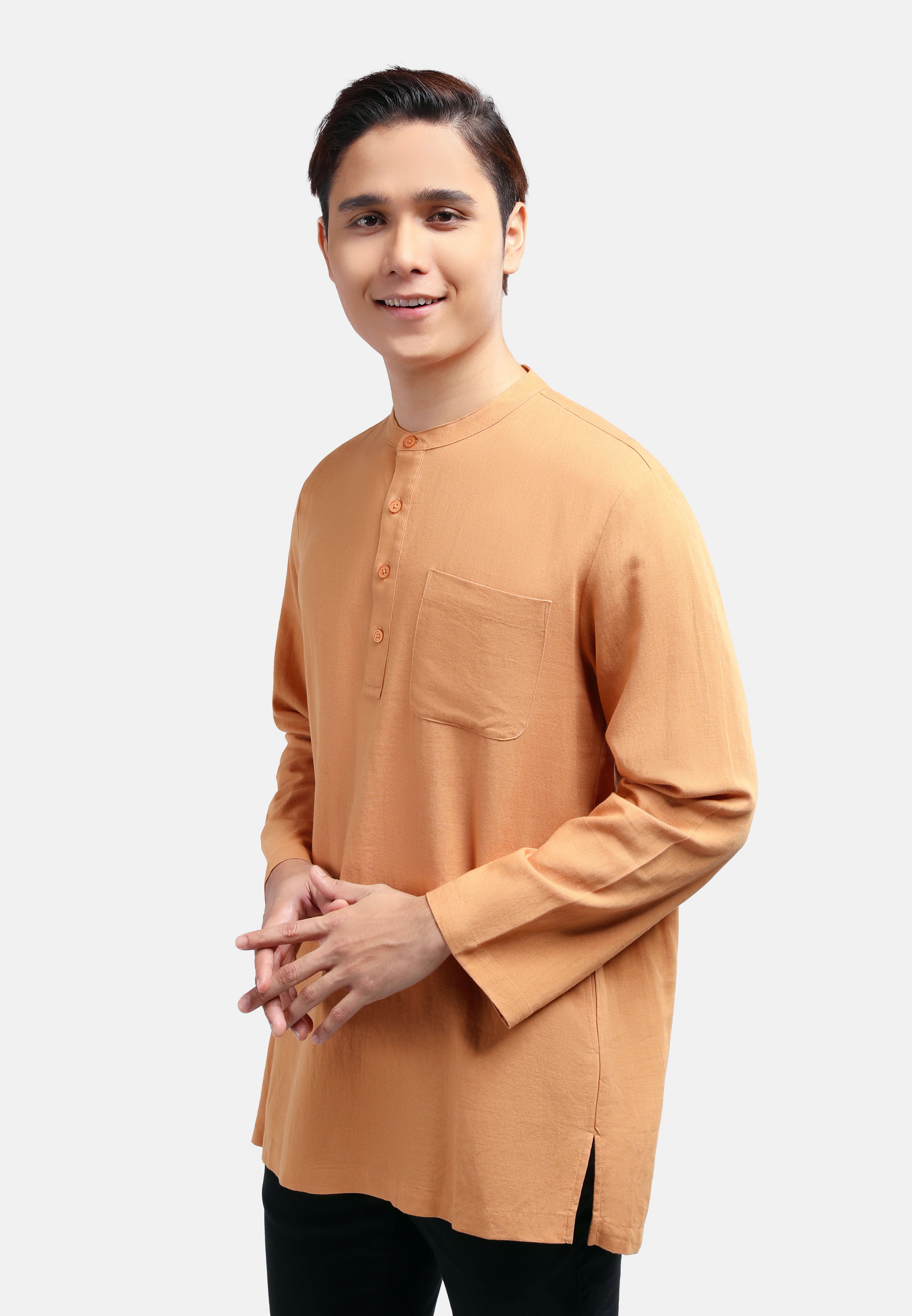 Cheetah Men Regular Fit Cotton Linen Basic Long Sleeve Kurta MDE - 130488