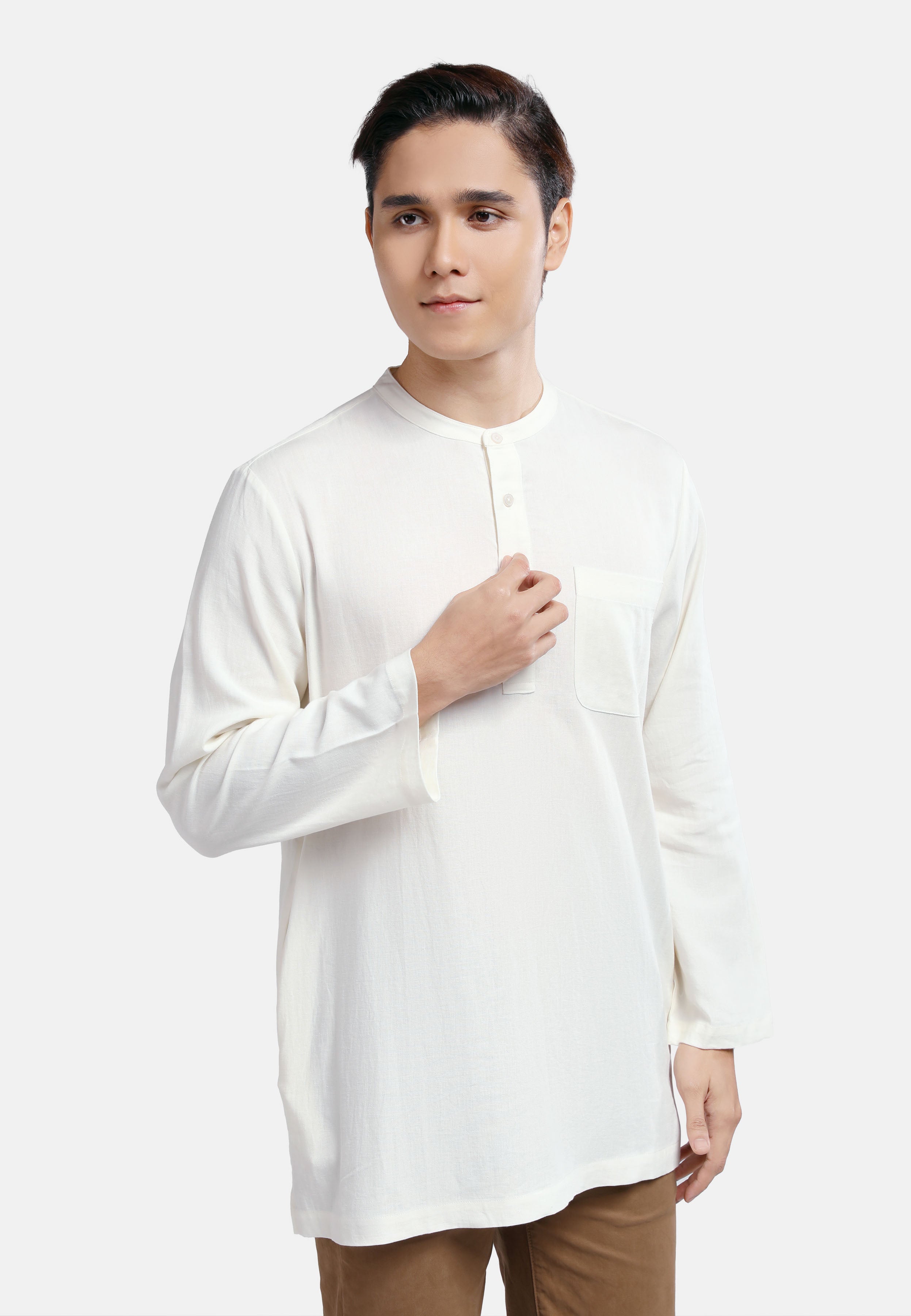 Cheetah Men Regular Fit Cotton Linen Basic Long Sleeve Kurta MDE - 130488