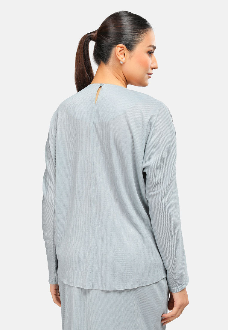 Arissa Pleated Long Dolman Sleeve Blouse - ARS-13692 (MD2)