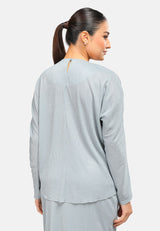 Arissa Pleated Long Dolman Sleeve Blouse - ARS-13692