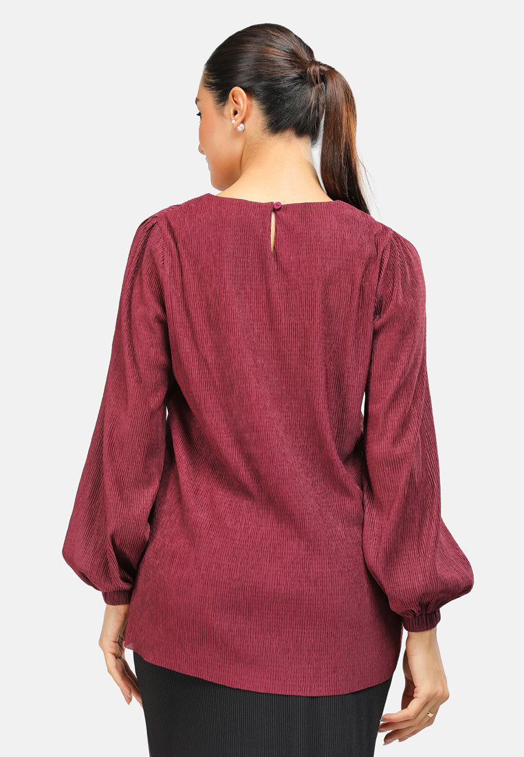 Arissa Pleated Long Sleeve Blouse - ARS-13698 (MD2)