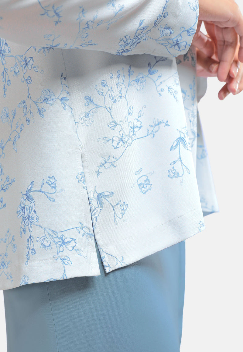Arissa Toile Prints Baju Kurung Set - Zinnia in Sky Blue (ARS-18038)
