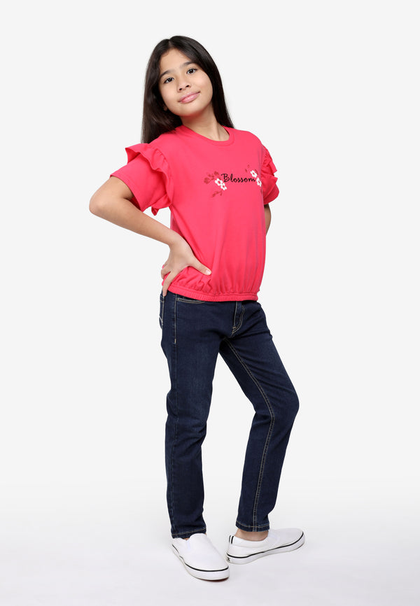 Cheetah Kids Girl Short Sleeves Top - CJG-92542