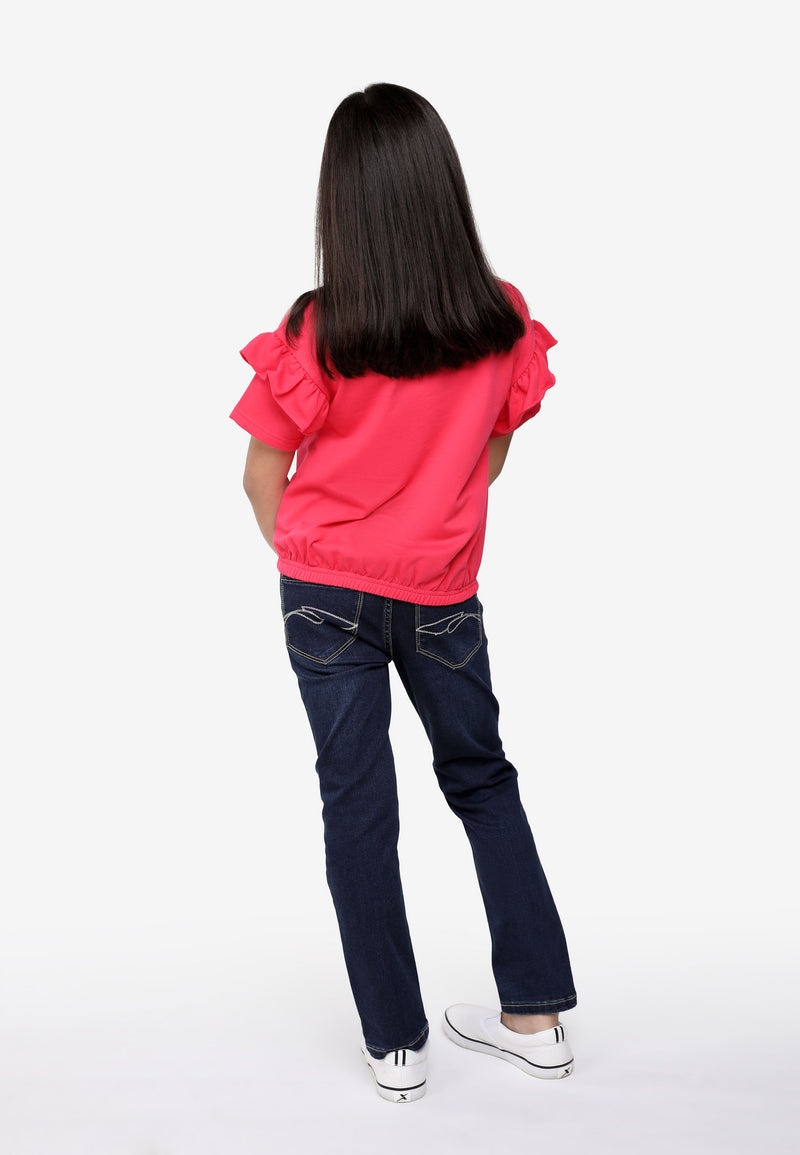 Cheetah Kids Girl Short Sleeves Top - CJG-92542