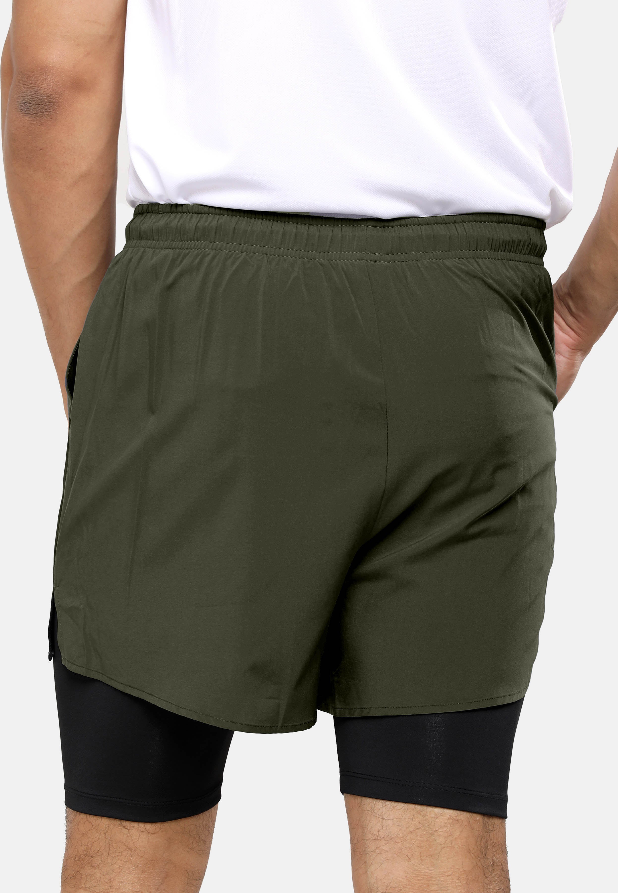 CTH unlimited Polyester 50D and Polyester Spandex 2 in 1 Track Shorts with Reflective Logo - CU-2820