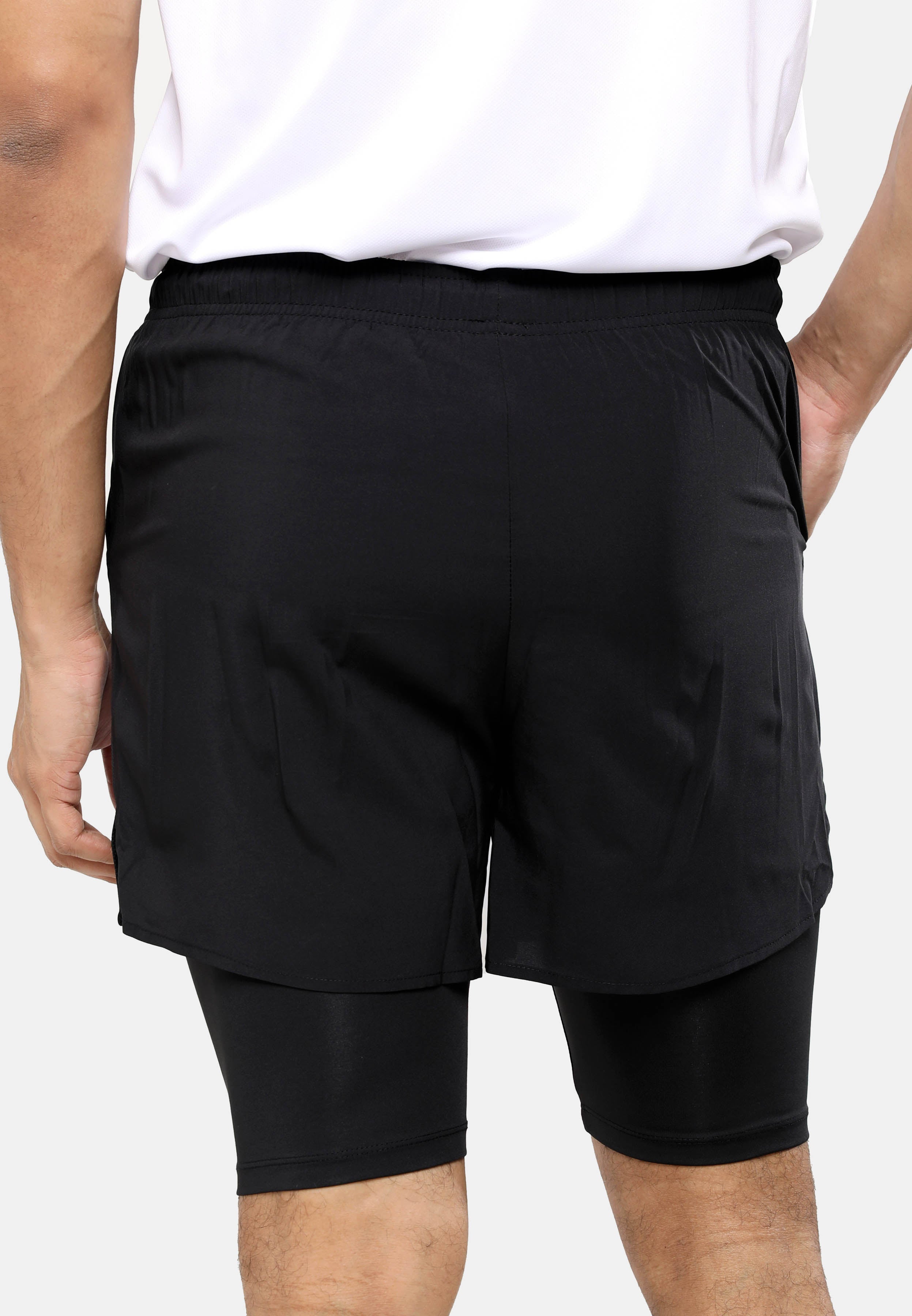 CTH unlimited Polyester 50D and Polyester Spandex 2 in 1 Track Shorts with Reflective Logo - CU-2820