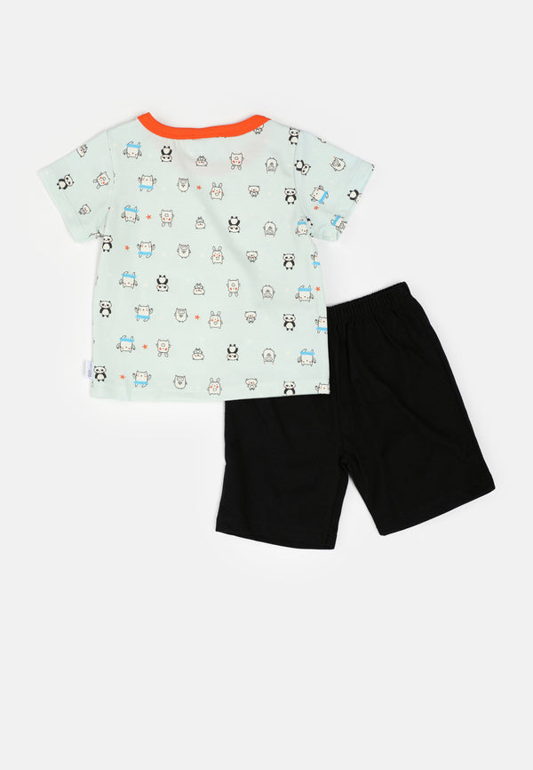 Baby Cheetah Boy Short Sleeves Suit Set - CBB-182610(F)