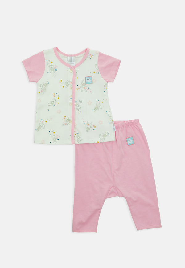 Baby Cheetah Girl Short Sleeves Suit Set - CBG-182662(F)