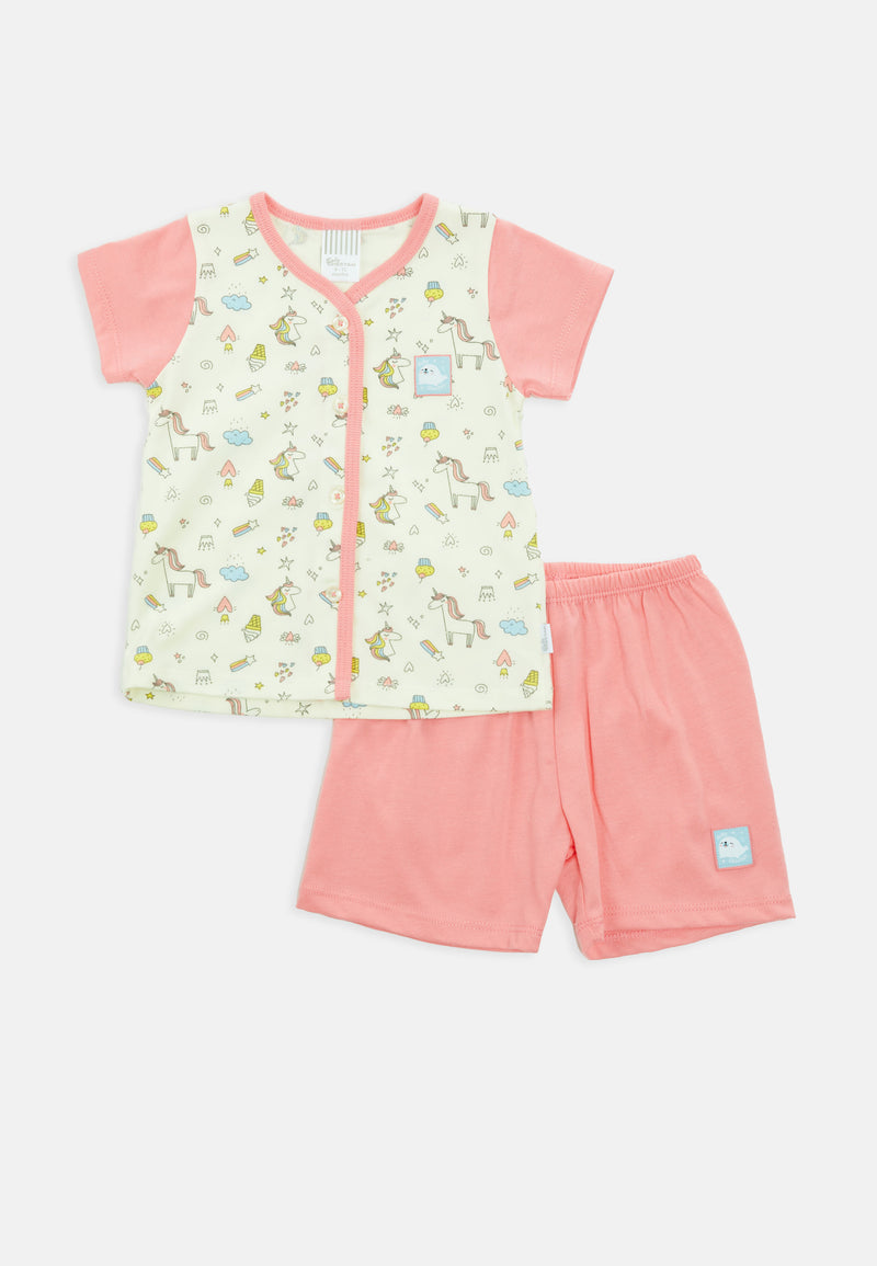 Baby Cheetah Girl Short Sleeves Suit Set - CBG-182666(F)