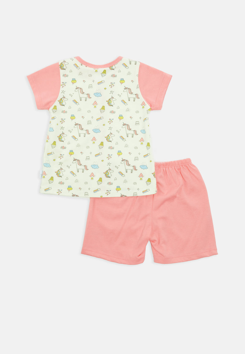 Baby Cheetah Girl Short Sleeves Suit Set - CBG-182666(F)