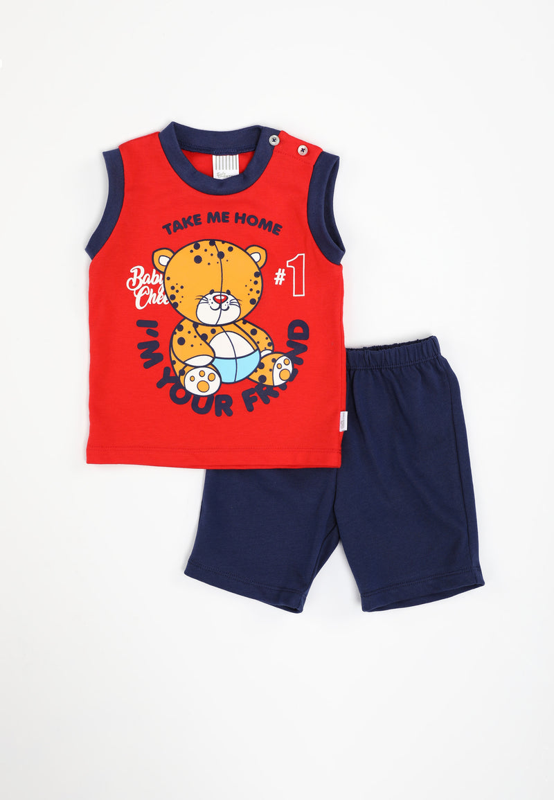 Baby Cheetah Boy Singlet Suit Set - CBB-182642(F)