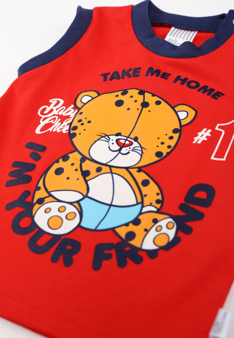 Baby Cheetah Boy Singlet Suit Set - CBB-182642(F)