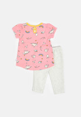 Baby Cheetah Girl Short Sleeves Suit Set - CBG-182732(F)