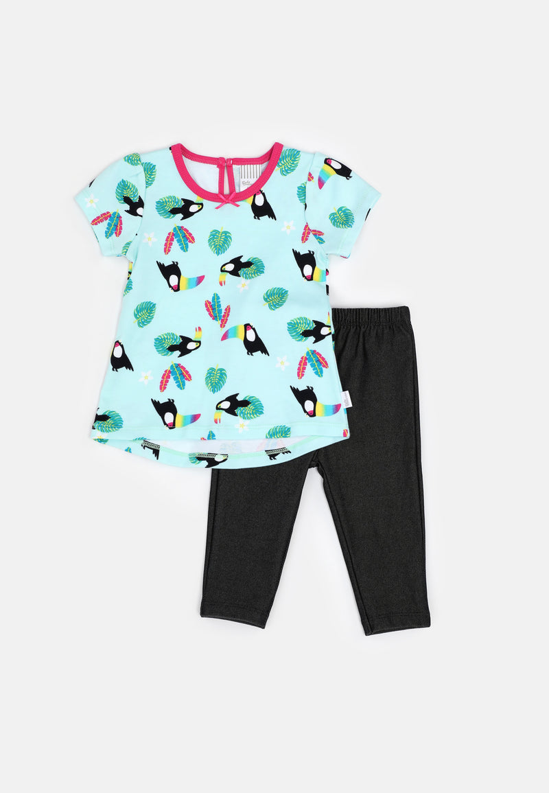 Baby Cheetah Girl Short Sleeves Suit Set - CBG-182738(F)