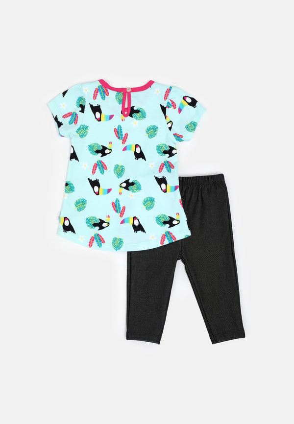 Baby Cheetah Girl Short Sleeves Suit Set - CBG-182738(F)