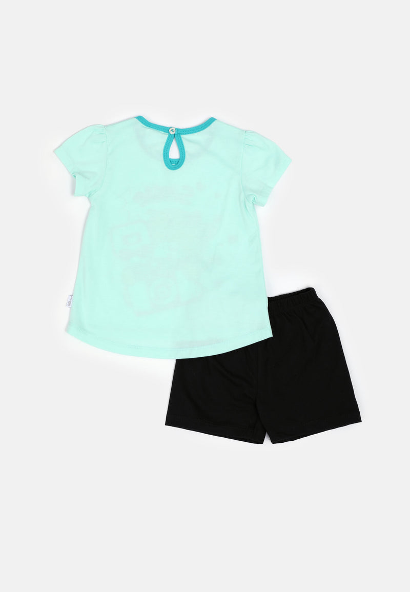 Baby Cheetah Girl Short Sleeves Suit Set - CBG-182750(F)
