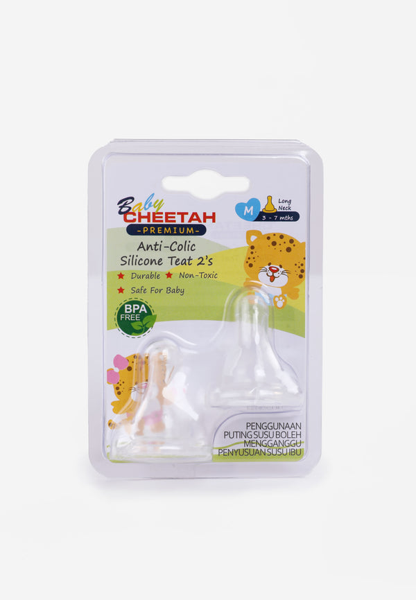 Baby Cheetah Anti-Colic Silicone Teats  (2 in 1)- Long Neck (M) - CBB-NP21036