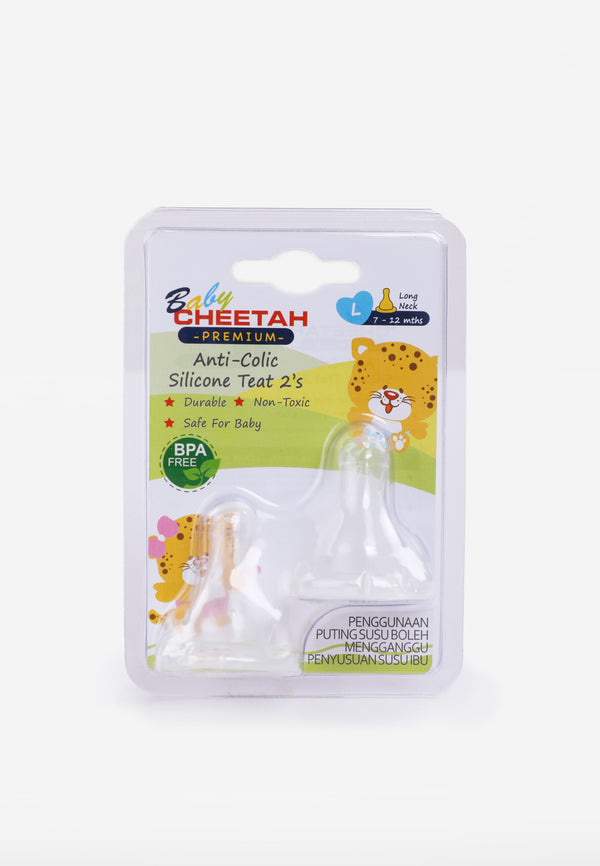 Baby Cheetah Anti-Colic Silicone Teats  (2 in 1)- Long Neck (L) - CBB-NP21038