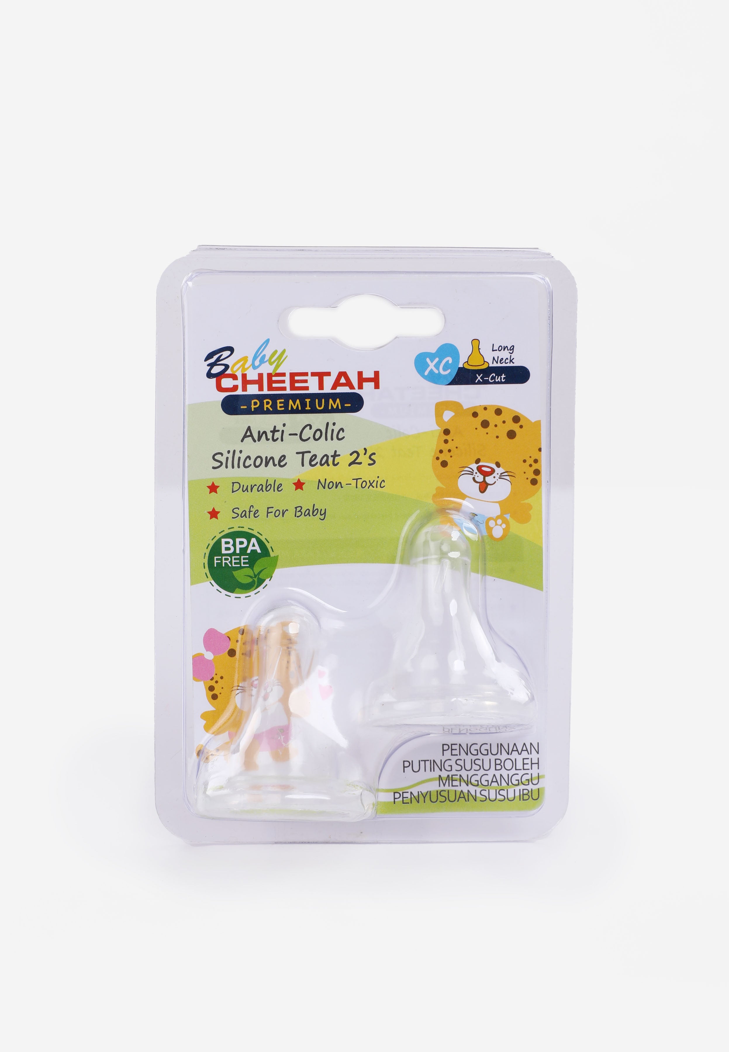 Baby Cheetah Anti-Colic Silicone Teats  (2 in 1)- Long Neck (XC) - CBB-NP21042