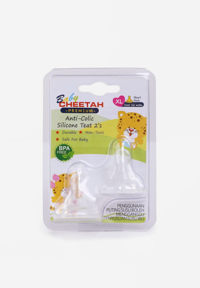Baby Cheetah Anti-Colic Silicone Teats  (2 in 1)- Short Neck (XL) - CBB-NP21052