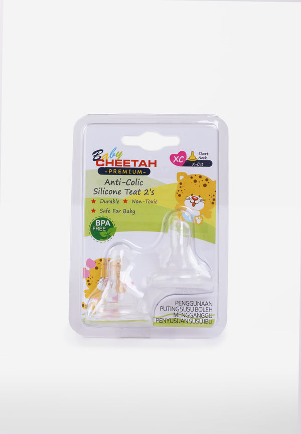 Baby Cheetah Anti-Colic Silicone Teats  (2 in 1)- Short Neck (XC) - CBB-NP21056