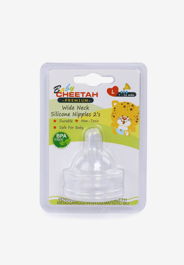 Baby Cheetah Silicone Nipples (2 in 1) - Wide Neck (L) - CBB-NP21062