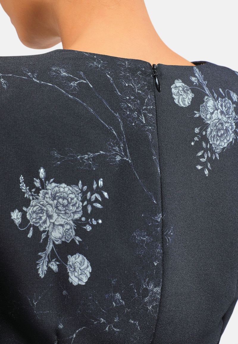 Arissa Toile Prints Baju Kurung Set - Pivoine in Jet Black (ARS-18046)