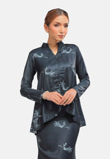 Arissa Toile Prints Baju Kurung Set - Iris in Jet Black (ARS-18022)