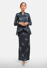 Arissa Toile Prints Baju Kurung Set - Iris in Jet Black (ARS-18022)