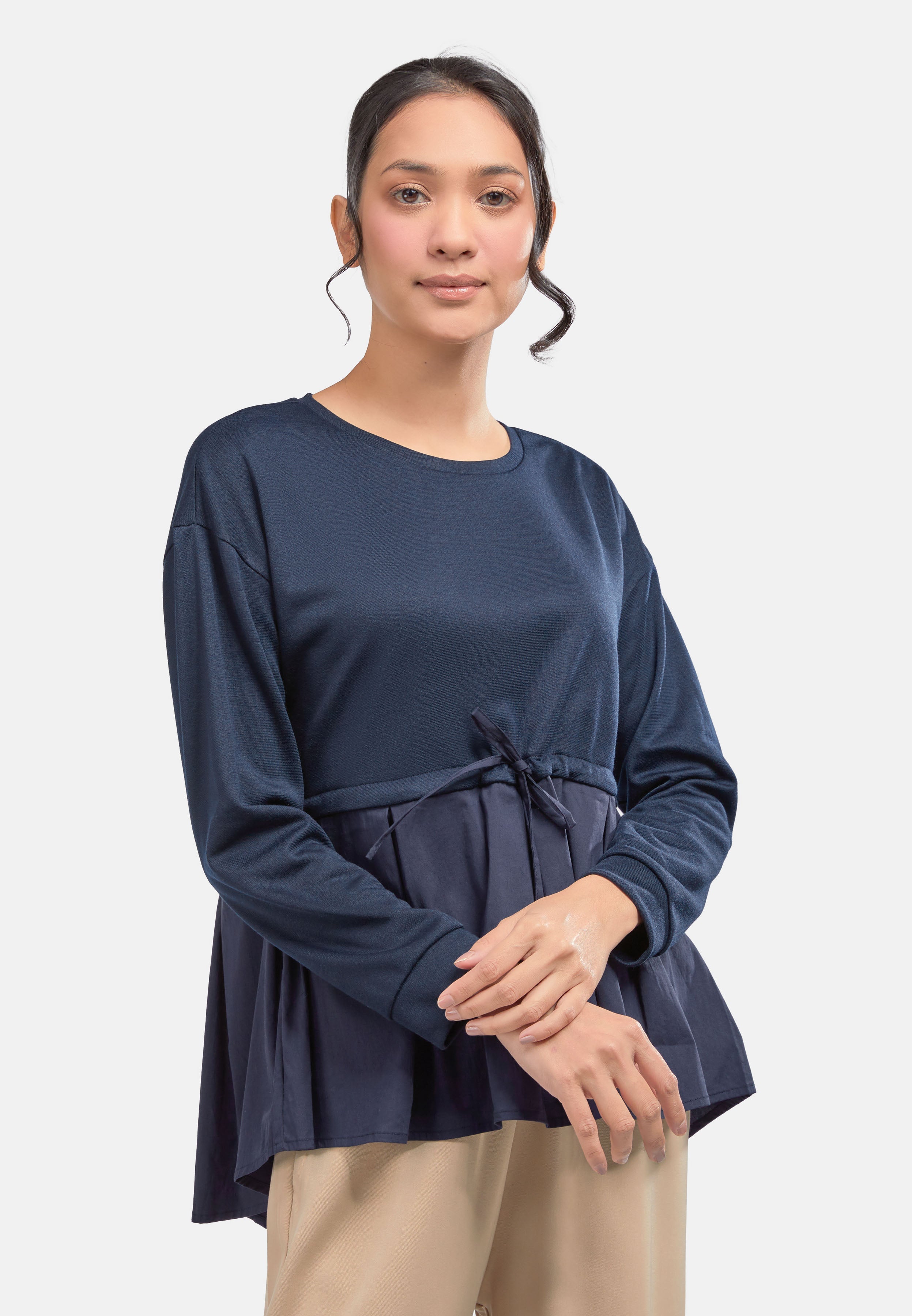 Arissa Long Sleeve Combined Peplum Tops - ARS-6776 (MD2)