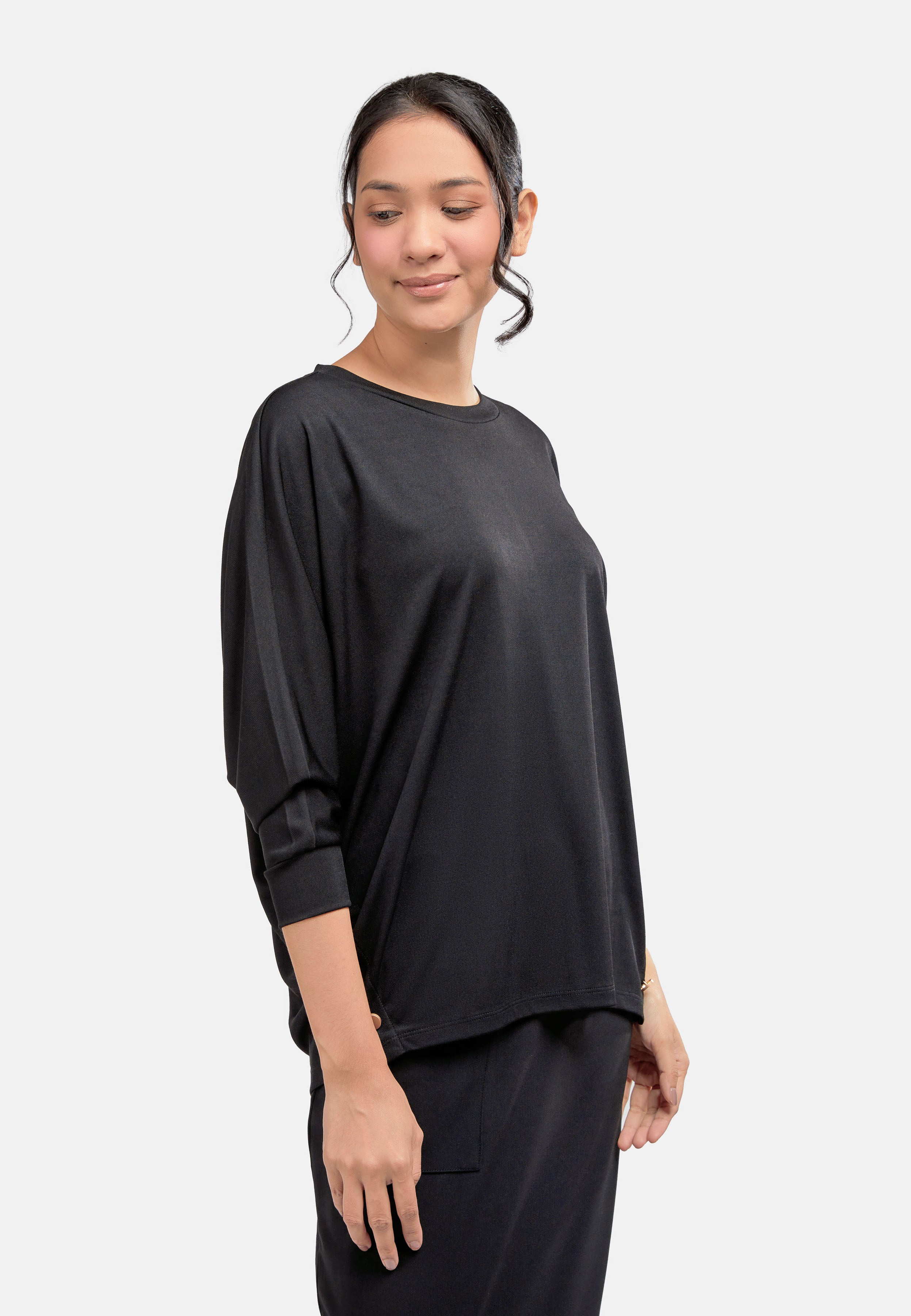 Arissa Women Loose Cut Polyester Blend 3/4 Batwing Sleeve Tops MD2- ARS-6782