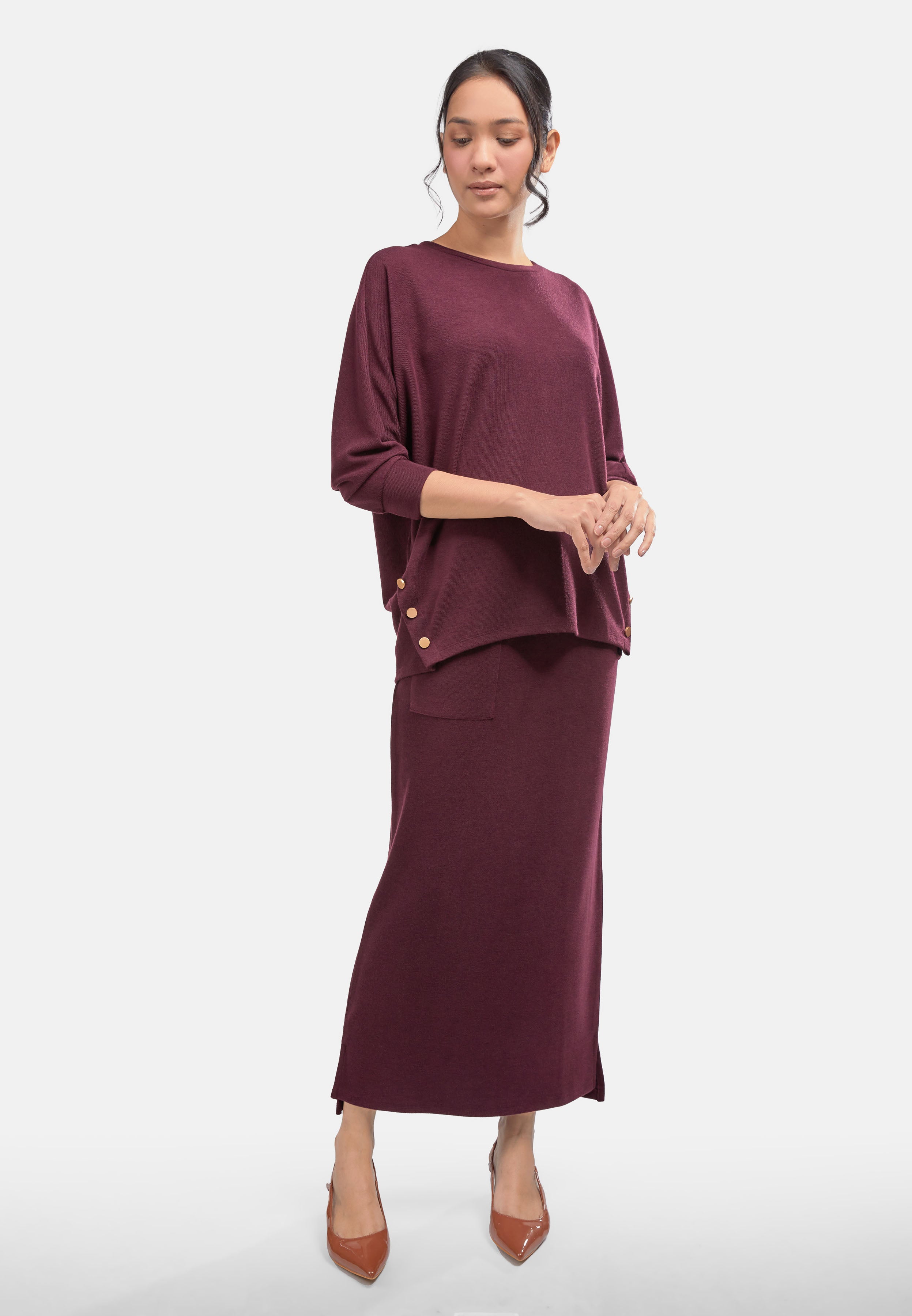 Arissa Women Loose Cut Polyester Blend 3/4 Batwing Sleeve Tops MD2 - ARS-6786