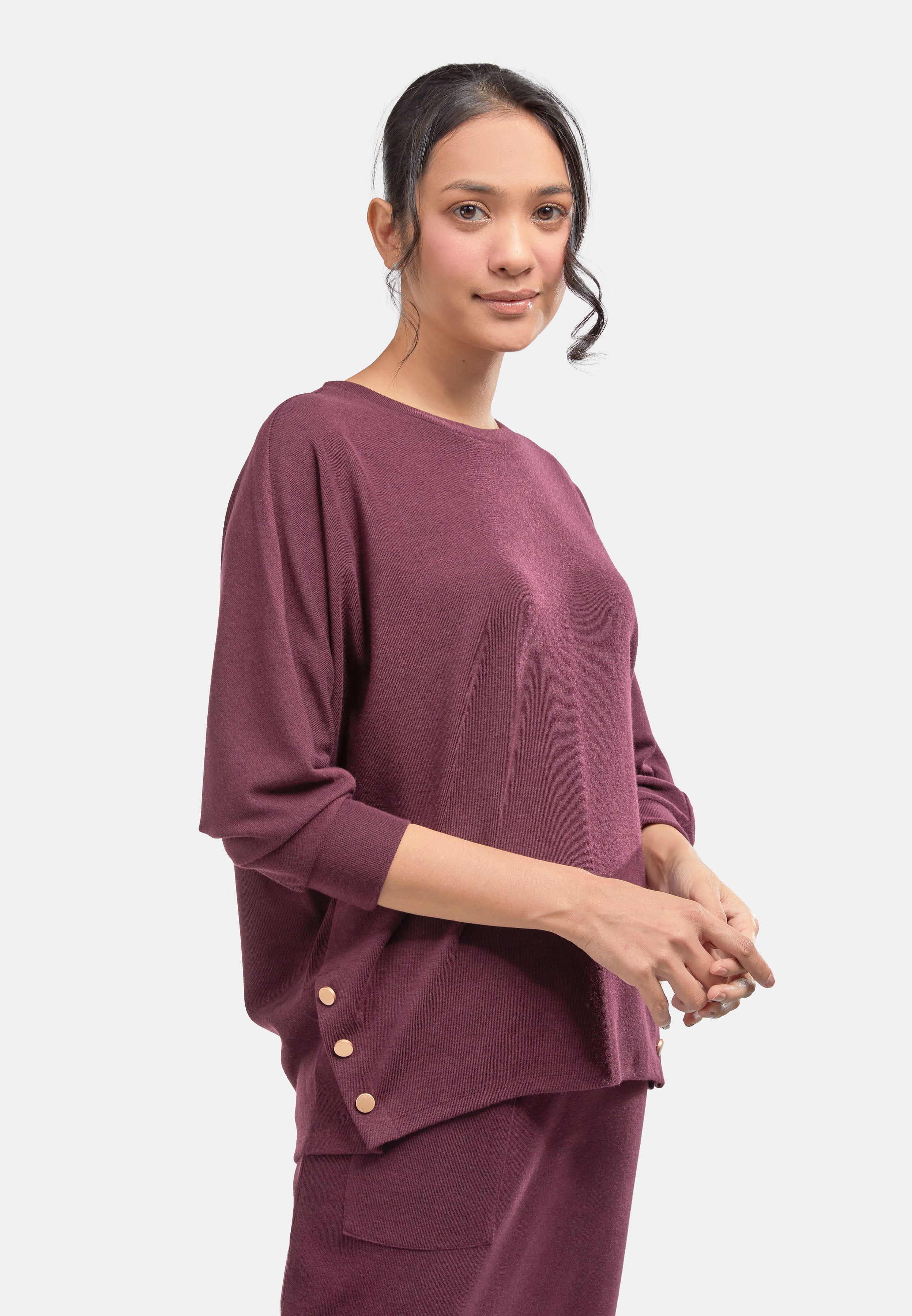 Arissa Women Loose Cut Polyester Blend 3/4 Batwing Sleeve Tops MD2 - ARS-6786