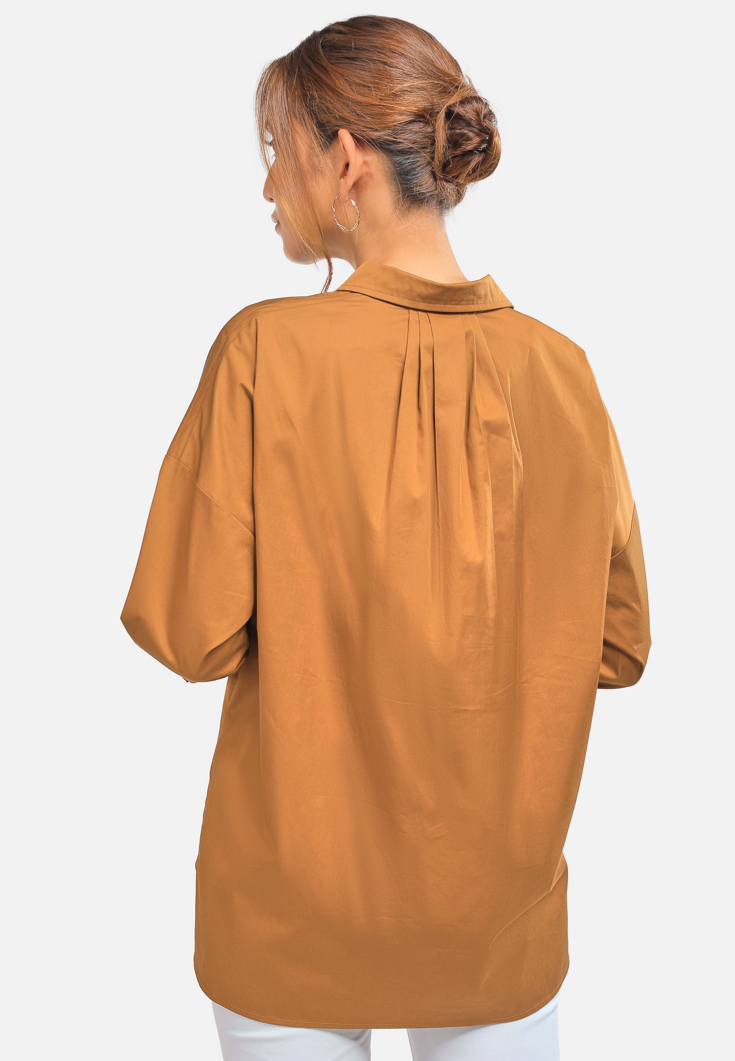 Arissa Women Relaxed Fit Cotton Solid Tone Poplin 3/4 Sleeve Blouse MDE- ARS-13650
