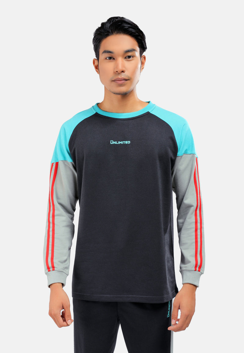 CTH unlimited Men Inlay Terry Round Neck Long Sleeve Sweater - CU-6218