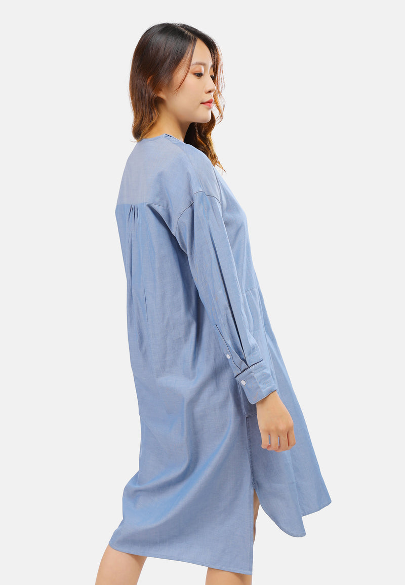 Cheetah Women Wing Collar Long Sleeve Oversize Shirtdress - CL-19840
